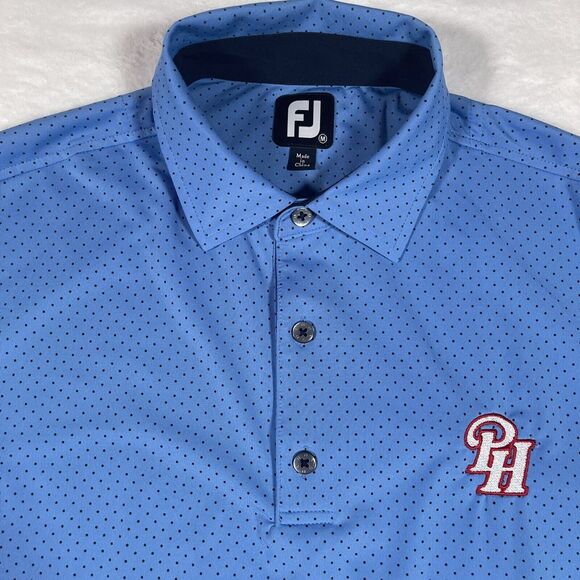 FootJoy Other - FootJoy Golf Men's Medium Stretch Light‎ Blue Polka Dots Pullover Polo Shirt